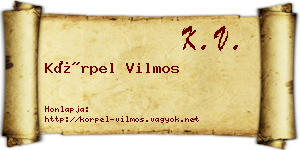 Körpel Vilmos névjegykártya